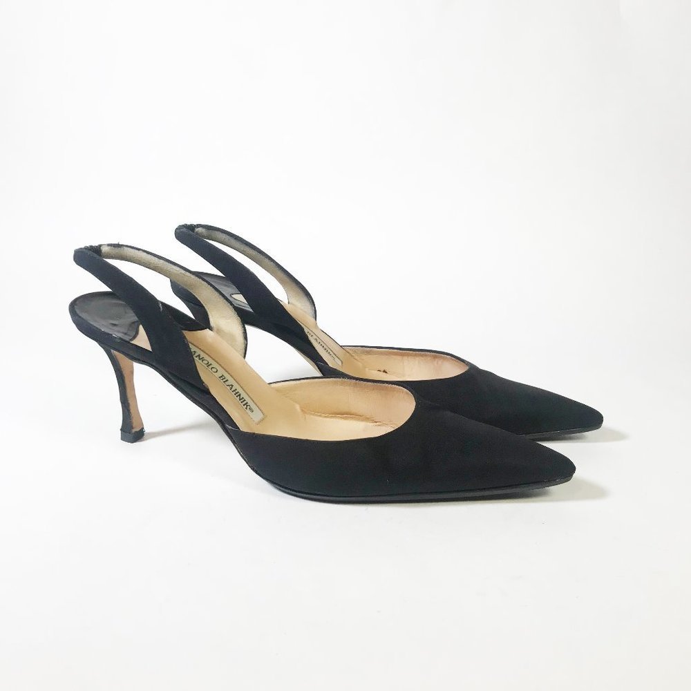 Manolo Blahnik Satin CAROLYNE Slingback, Size 40.5